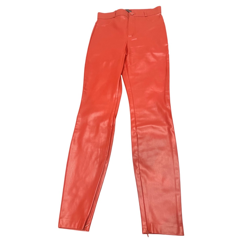 Zara Red Faux Leather‎ High Waisted Skinny Pants Womens Size Small S 26